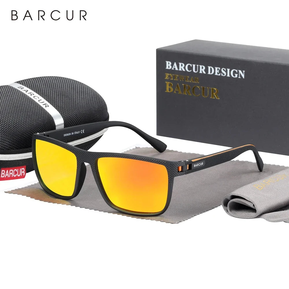 BARCUR Sports Polarized Sunglasses for Men Lightweight TR90 Square Fishing &amp; Travel Eyewear UV400 Protection Men Accessory