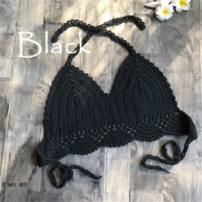 S - XL 9 Colors Crochet Knitted Bikini Top Female Swimsuit Women Swimwear Bather Bathing Suit Swim Hollow Out Beach Top V4194