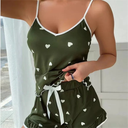 2024 Summer Pajama Set Large Size Vest Shorts Women&