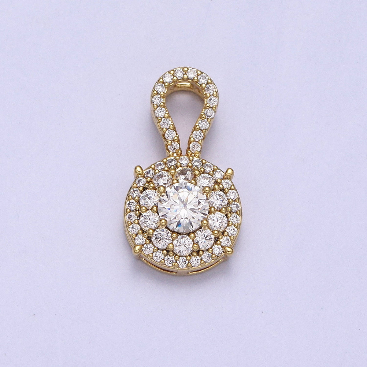 18.5mm Clear Micro Paved CZ Solitaire Round Pendant | AA00041