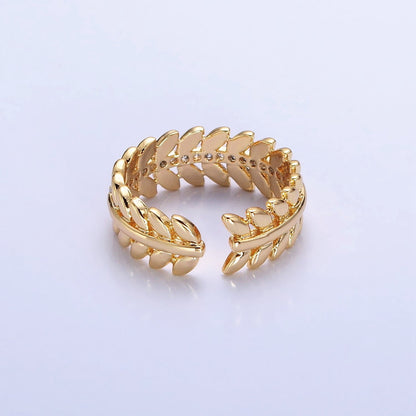 16K Gold Filled Paddy Wheat Band Statement Ring in Gold &amp; Silver | O-1966 O-1967