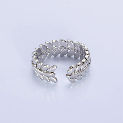16K Gold Filled Paddy Wheat Band Statement Ring in Gold &amp; Silver | O-1966 O-1967
