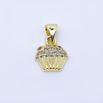 24K Gold Filled 13mm Micro Paved CZ Bake Cupcake Charm | AA1675