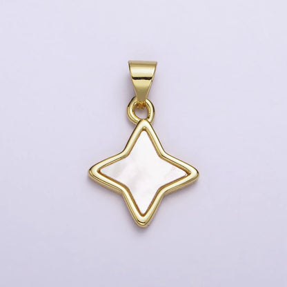 18K Gold Filled 20mm Shell Pearl Bezel Celestial Star Pendant | AA552
