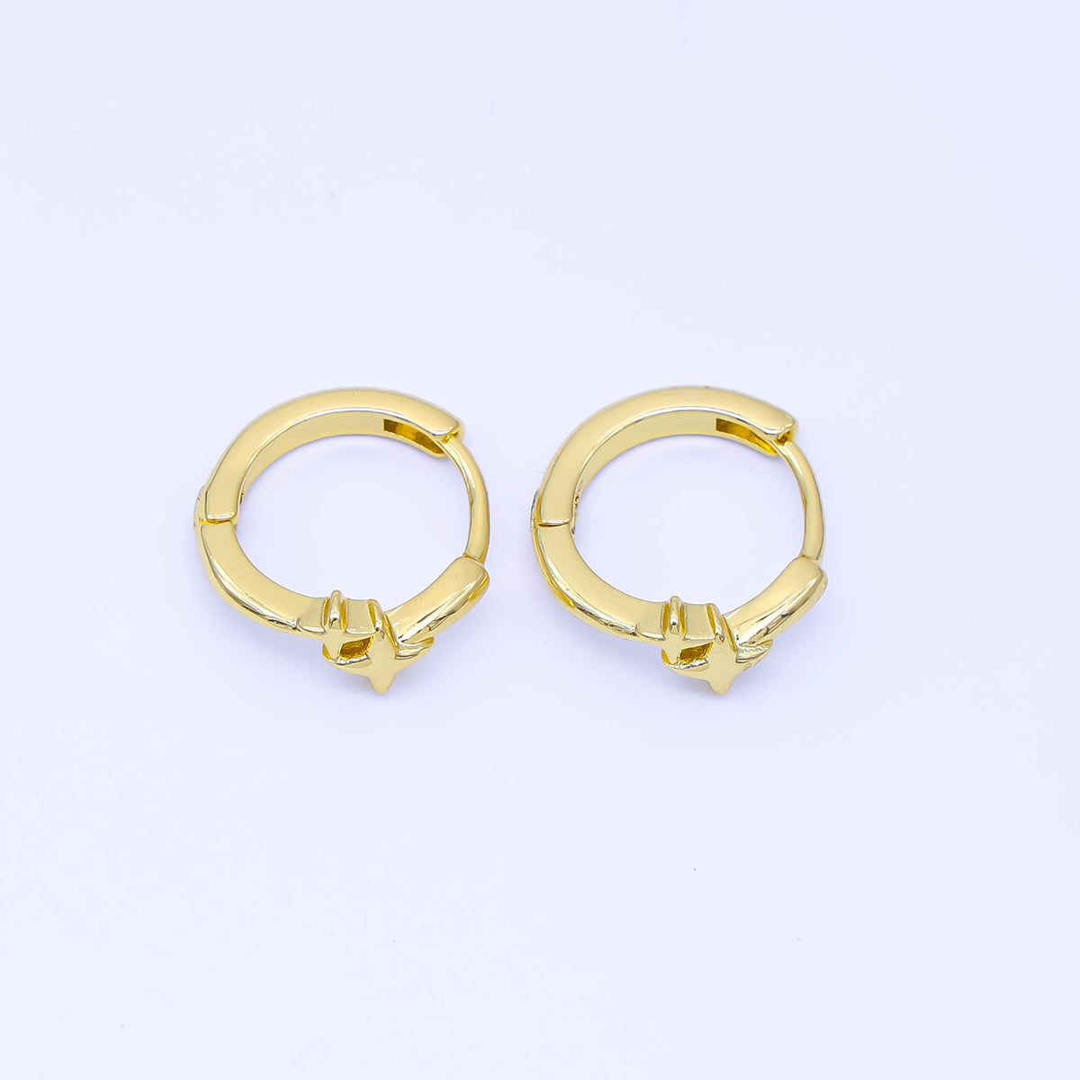 24K Gold Filled 13mm Celestial Star Huggie Earrings in Gold &amp; Silver | AB1660 AB1661