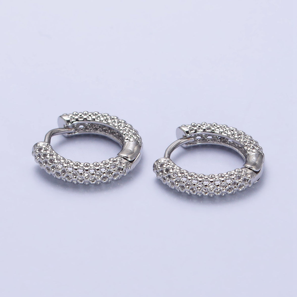 16K Gold Filled 16mm Filigree Geometric Huggie Earrings in Gold &amp; Silver | AB453 AB438