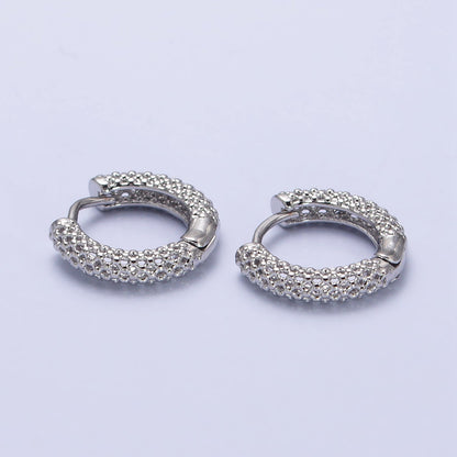 16K Gold Filled 16mm Filigree Geometric Huggie Earrings in Gold &amp; Silver | AB453 AB438