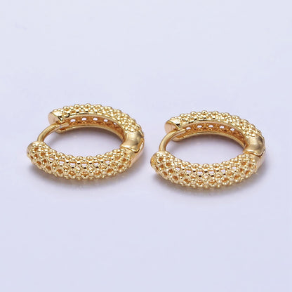 16K Gold Filled 16mm Filigree Geometric Huggie Earrings in Gold &amp; Silver | AB453 AB438