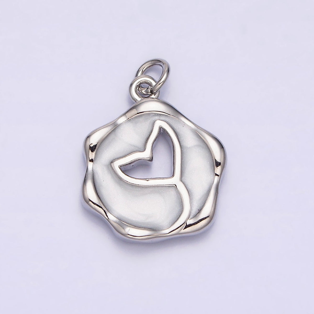 16K Gold Filled White, Pink, Blue Ocean Whale Tail Glitter Enamel Stamped Round Charm in Gold &amp; Silver | AC1093 - AC1098