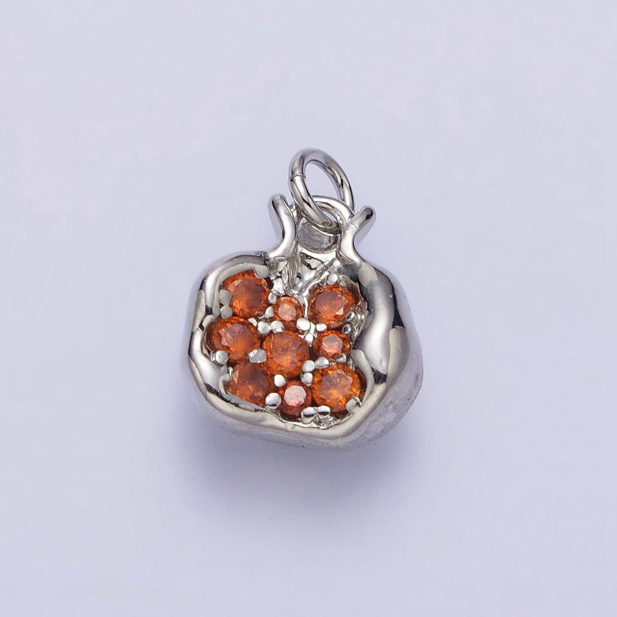 16K Gold Filled Fruit Pomegranate Vermilion Micro Paved CZ Mini Charm in Gold &amp; Silver | AC-268 AC-269
