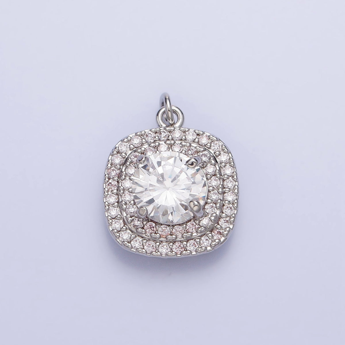 16K Gold Filled Square Micro Paved Round Clear CZ Add-On Charm in Gold &amp; Silver | AC389 AC390