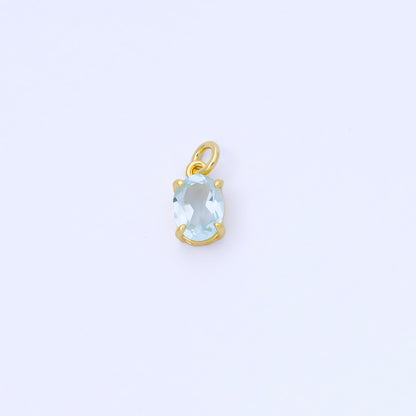 14K Gold Filled Baby Blue CZ Oval Minimalist Add-On Charm | AC841