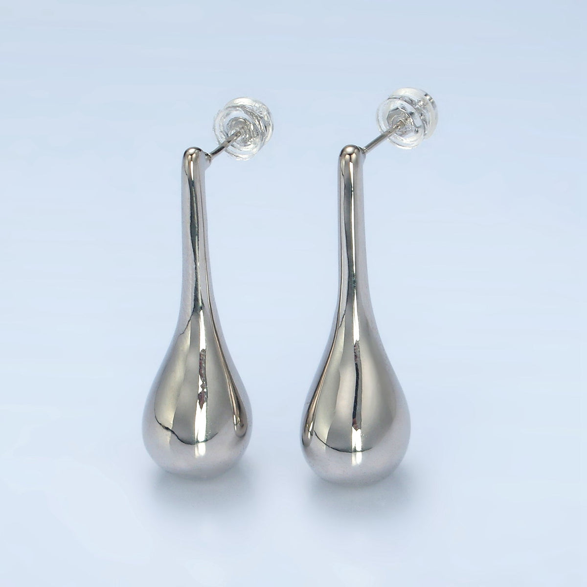 24K Gold Filled 34mm Teardrop Molten Drop Stud Earrings in Gold &amp; Silver | AD590 AD591