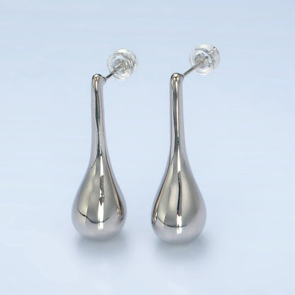 24K Gold Filled 34mm Teardrop Molten Drop Stud Earrings in Gold &amp; Silver | AD590 AD591