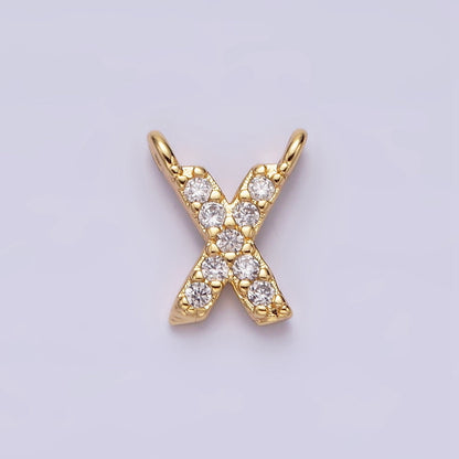 16K Gold Filled A-Z Initial Letter Micro Paved CZ Top Loop Personalized Connector | A-585-A-597