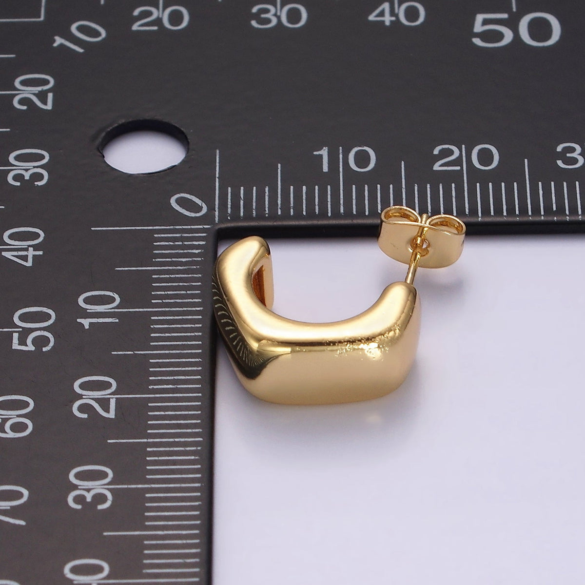 14K Gold Filled 15mm Hexagonal Modern Statement C-Shaped Hoop Kylie Earrings | AE950