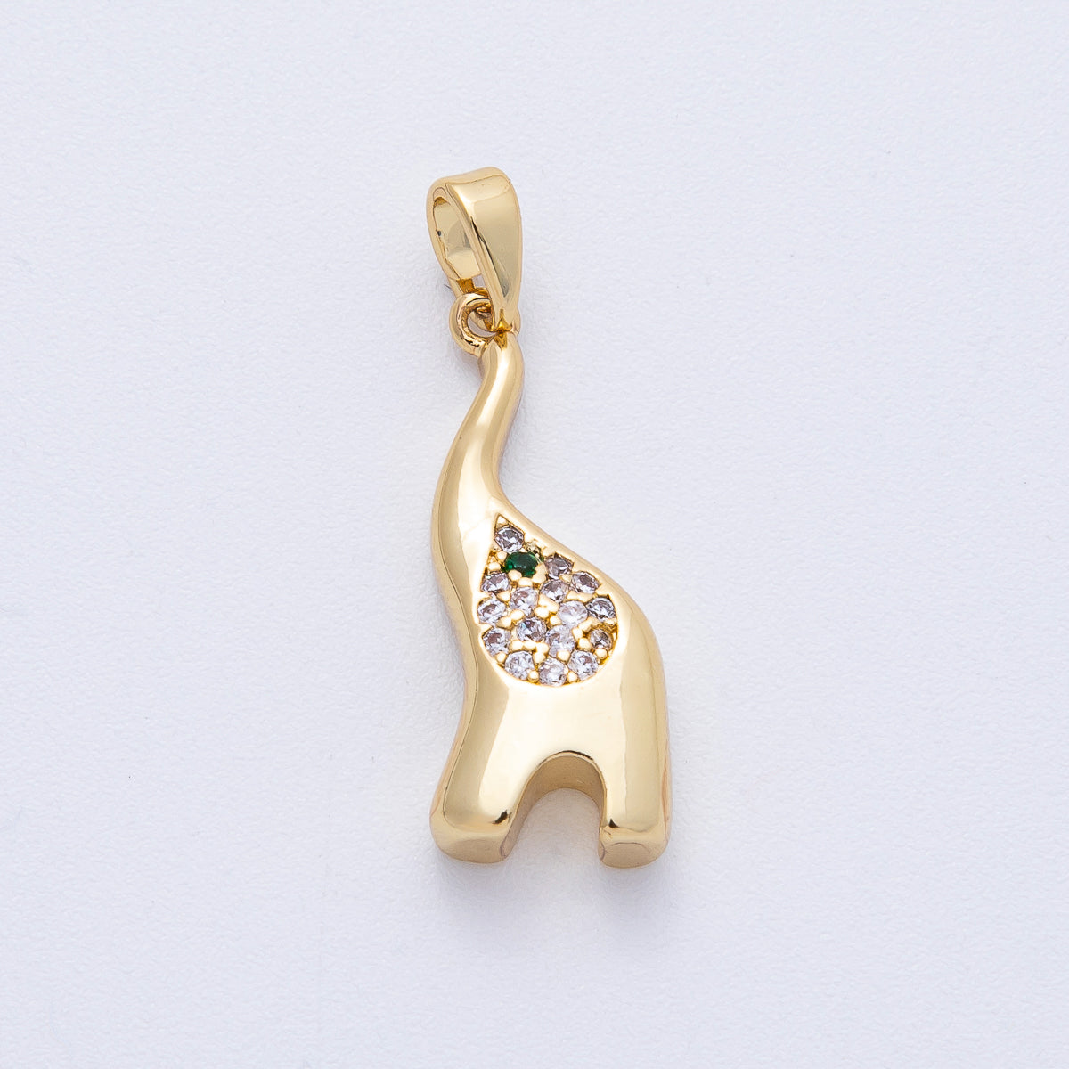 18K Gold Filled 24mm Elephant Micro Paved CZ Geometric Pendant | AF1214