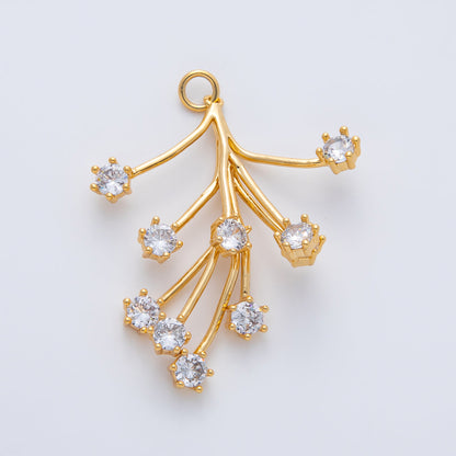 18K Gold Filled 40mm Clear CZ Flower Leaf Fireworks Charm | AF1410
