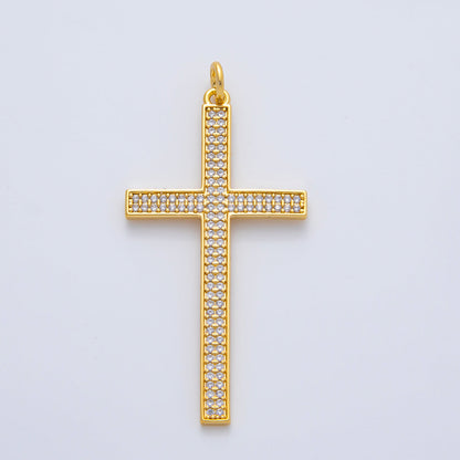 18K Gold Filled 42.5mm Micro Paved CZ Religious Cross Charm | AF1468