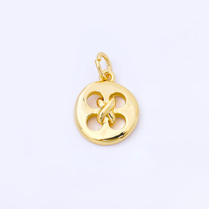 24K Gold Filled 11mm Clothes Buttons Round Charm in Gold &amp; Silver | AF1549