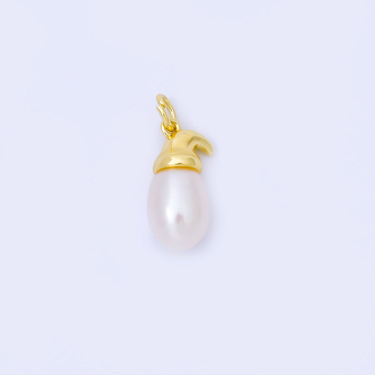 24K Gold Filled 17.5mm White Shell Pearl Oval Bezel Charm in Gold &amp; Silver | AF590