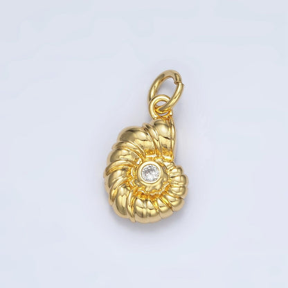 24K Gold Filled 14mm CZ Clam Sea Shell Charm in Gold &amp; Silver | AG865