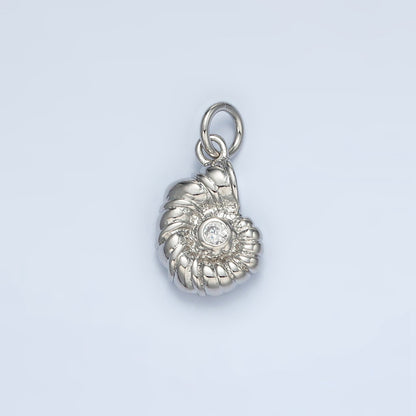 24K Gold Filled 14mm CZ Clam Sea Shell Charm in Gold &amp; Silver | AG865