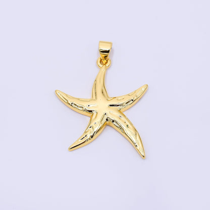 24K Gold Filled 20.5mm Hammered Sea Starfish Animal Charm | AH00502
