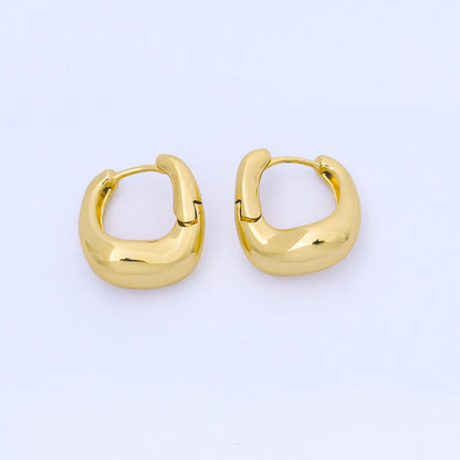 24K Gold Filled Molten Gold Modern Bold Hinged Huggie Hoops Earrings | AJ-063