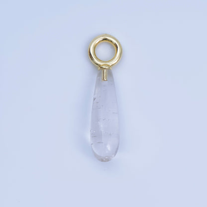 18K Gold Filled 33mm Natural Gemstone Teardrop Drop Pendant | AJ420 - AJ425