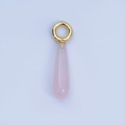 18K Gold Filled 33mm Natural Gemstone Teardrop Drop Pendant | AJ420 - AJ425