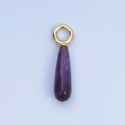 18K Gold Filled 33mm Natural Gemstone Teardrop Drop Pendant | AJ420 - AJ425