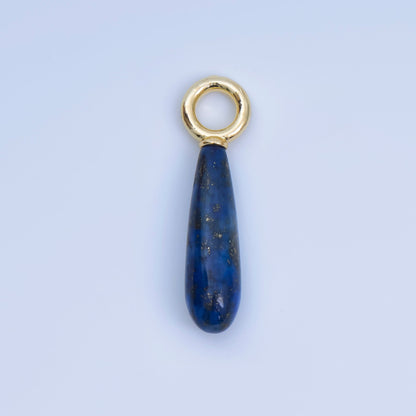 18K Gold Filled 33mm Natural Gemstone Teardrop Drop Pendant | AJ420 - AJ425