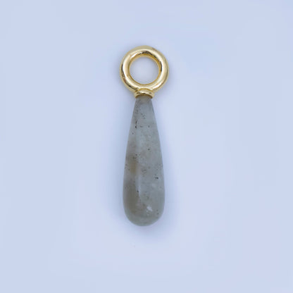 18K Gold Filled 33mm Natural Gemstone Teardrop Drop Pendant | AJ420 - AJ425