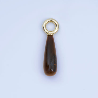 18K Gold Filled 33mm Natural Gemstone Teardrop Drop Pendant | AJ420 - AJ425
