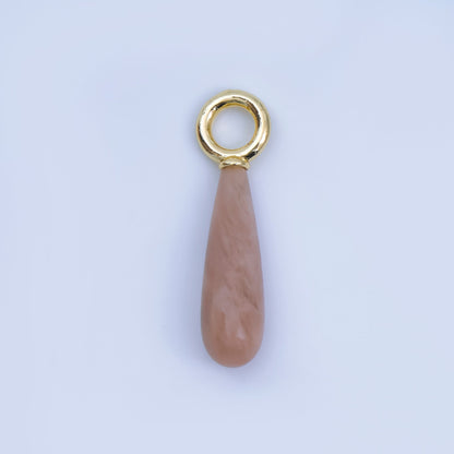 18K Gold Filled 33mm Natural Gemstone Teardrop Drop Pendant | AJ420 - AJ425