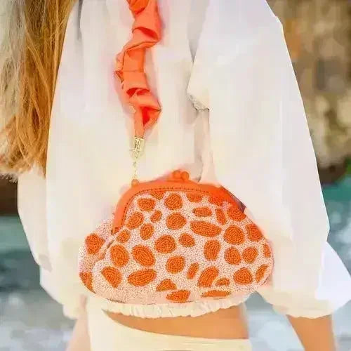 ARNOLDI PEACHPUFF Hand-beaded Clutch Bag In Orange &amp; Peach