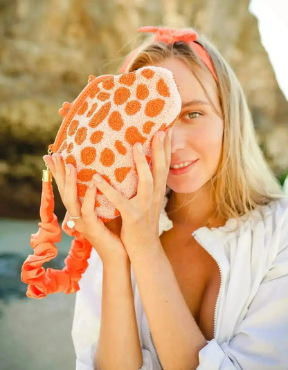 ARNOLDI PEACHPUFF Hand-beaded Clutch Bag In Orange &amp; Peach