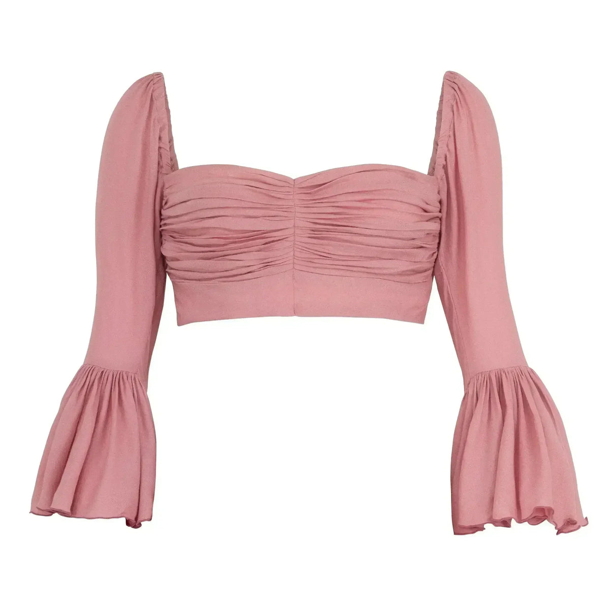 Arum Bamboo Top – Feminine &amp; Flowy Cropped Top with Blush Pink