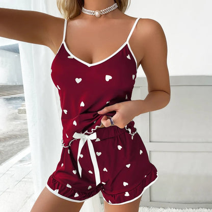 2024 Summer Pajama Set Large Size Vest Shorts Women&