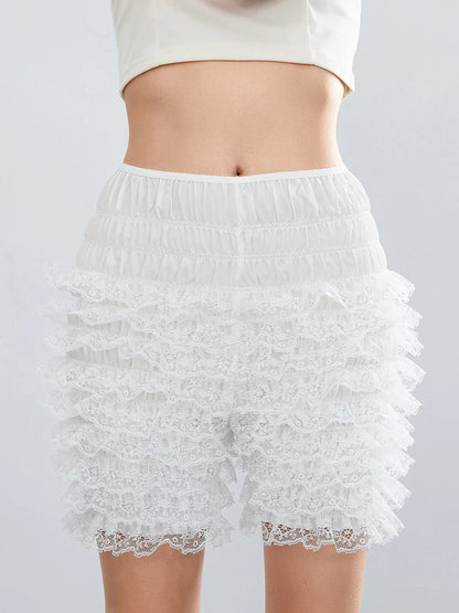 Fashion Women Ladies Solid Lace Frilly Ruffle Knicker Underwear Short Pants Safety Shorts