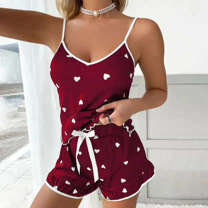 2024 Summer Pajama Set Large Size Vest Shorts Women&