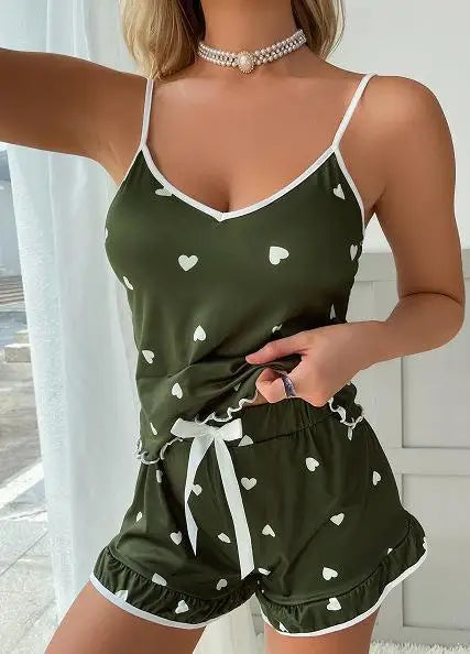 2024 Summer Pajama Set Large Size Vest Shorts Women&