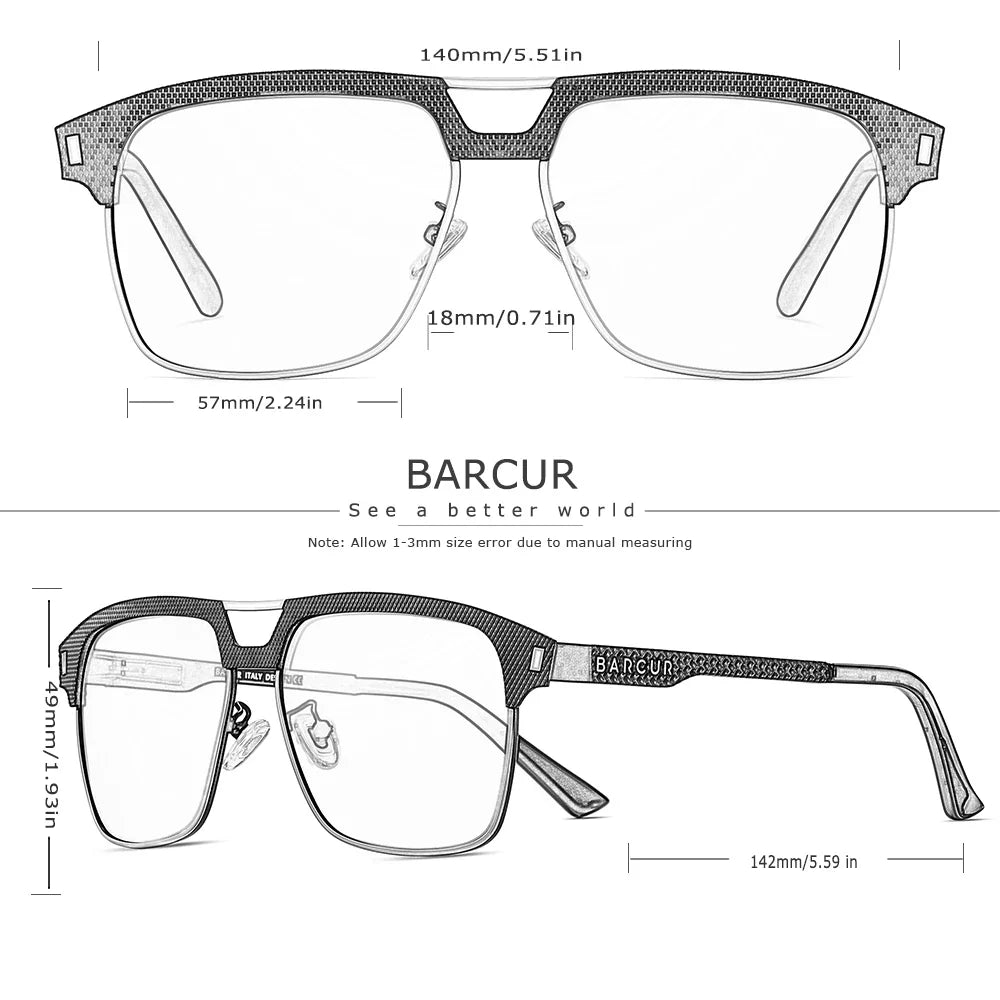 BARCUR Polarized Men’s Sunglasses – Fashionable Square Stainless Steel Frame UV400 Protection Anti-Reflective Outdoor Sports &amp; Driving Eyewear – Original Design Casual Style with Premium Polycarbonate Lenses