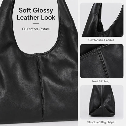 Unbranded Women PU Leather Hobo Shoulder Bag - Large Capacity Daily Commute Tote