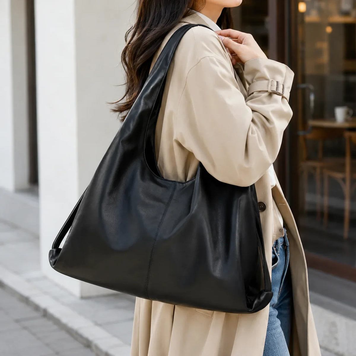 Unbranded Women PU Leather Hobo Shoulder Bag - Large Capacity Daily Commute Tote