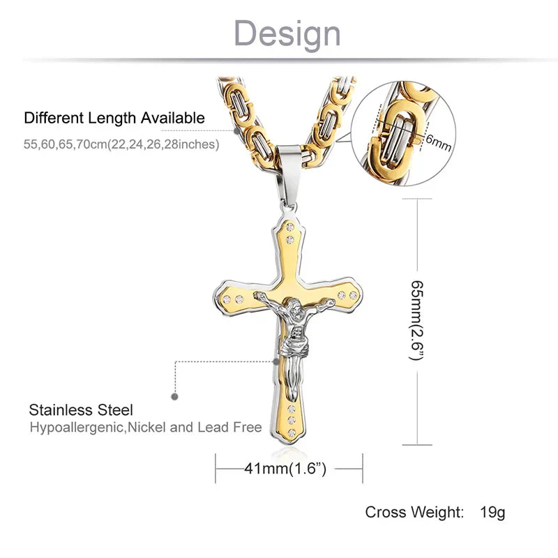 mens gold Jesus Christ Holy chain necklace