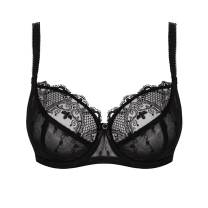 Sheer Lace Full Figure Bra Aurora Black