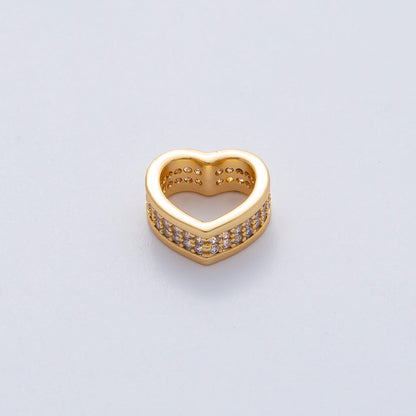 18K Gold Filled 13mm Micro Paved CZ Heart Spacer Bead | B407