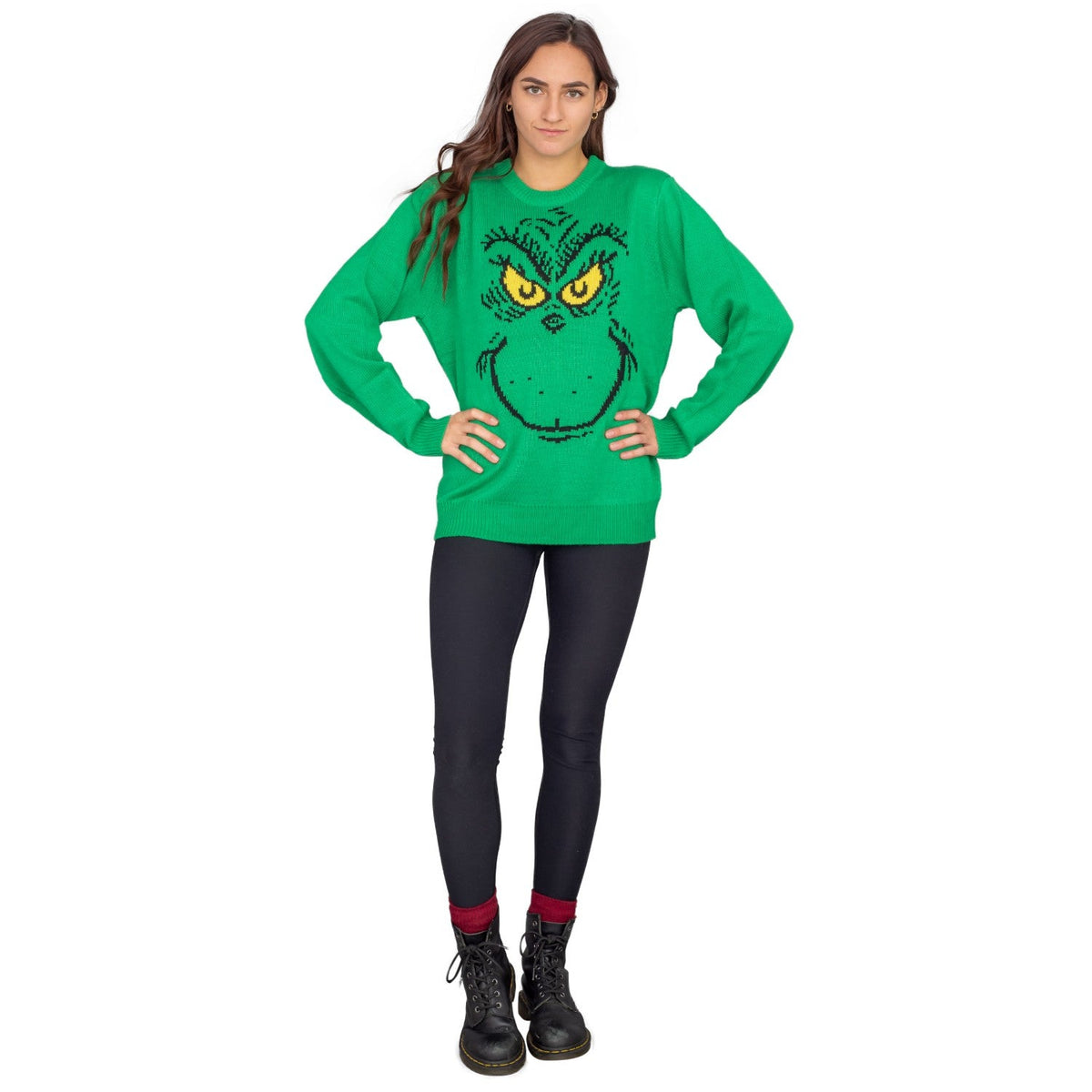 Big Face Adult Unisex Holiday Season Grinch Ugly Christmas Sweater